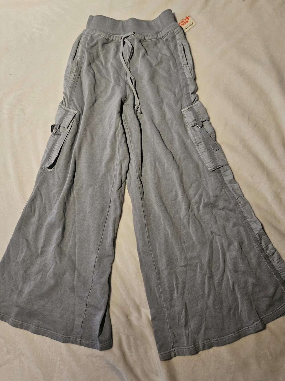 FP Movement by Free People Washed Gray Wide-Leg Cargo Pants